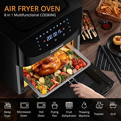Acekool Air Fryers FT1 18L Heißluftfritteuse XXL, 1800W Heißluftbackofen - Airfryer - Friteuse Ohne ÖL - Heissluftfriteuse mit 7 Zubehör, LED Digitalem Touchscreen, Visualisiertes Fenster - obrazek 3