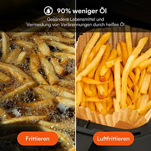 Ultenic K20 Heißluftfritteuse mit Doppelkammer, 7.6 L Airfryer mit 2 Körben, 6 Vorgestellten Programmen, Air Fryer mit Online-Rezepten, Touchscreen, BPA PFOA freier Antihaft-Korb, 2850W, Schwarz - obrazek 4