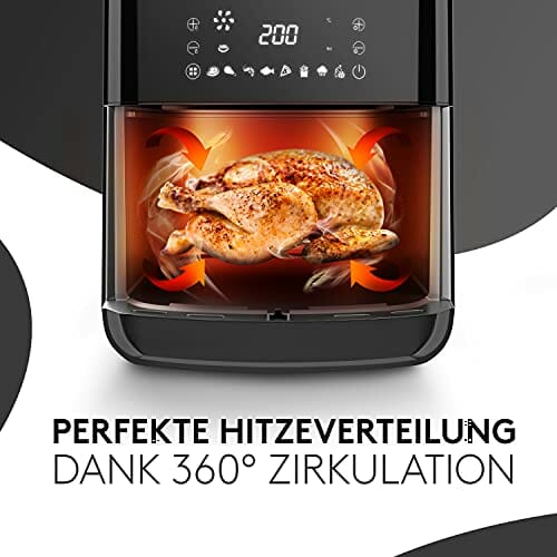 Vandenberg - Heißluftfritteuse - 5,5L - 12 Programme - 1700W Heissluftfriteuse - Ohne Öl & Fett - Brot & Bratkorb - Antihaft-Beschichtung, Touchscreen, Cool-Touch - obrazek 6
