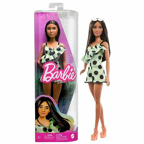 Barbie Fashionistas Lalka (brunetka) w kombinezonie w kropki, zabawka