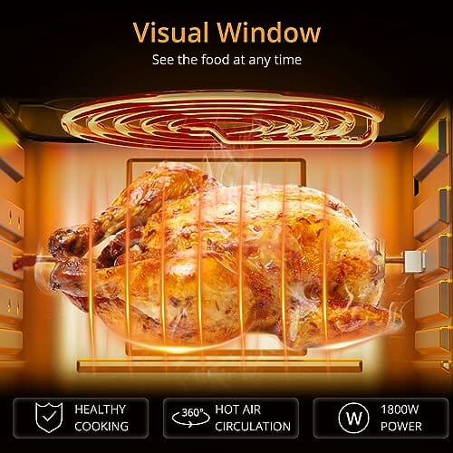 Acekool Air Fryers FT1 18L Heißluftfritteuse XXL, 1800W Heißluftbackofen - Airfryer - Friteuse Ohne ÖL - Heissluftfriteuse mit 7 Zubehör, LED Digitalem Touchscreen, Visualisiertes Fenster - obrazek 6