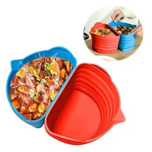 YEJAHY 2-pak wkładek do powolnej kuchenki, silikon klasy spożywczej, wielokrotnego użytku i szczelne silikonowe przegrody do rondli 6QT ~ 8QT (czerwone + niebieskie)