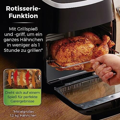 Tower T17039 Xpress Pro 5-in-1 Digitale Heißluftfritteuse mit Schneller Luftzirkulation, 60-Minuten-Timer - Airfryer Heißluftfritteuse XXL 11 l - 2000W - Schwarz - obrazek 2