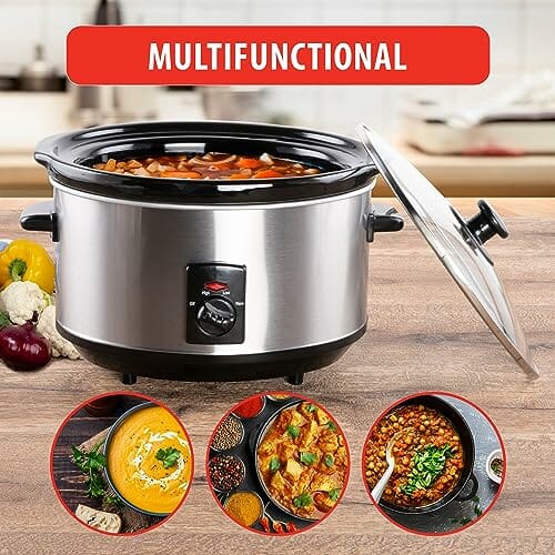 Alpina Slow Cooker – wolnowar – 3,5 litra – ceramiczny pojemnik wewnętrzny – 3 stopnie grzania – stal nierdzewna - obrazek 4