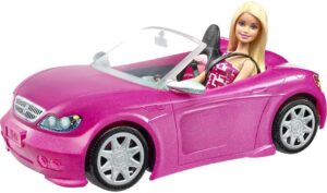 Barbie Playset with Sparkly Pink 2-Seater Toy Convertible Car Featurin
