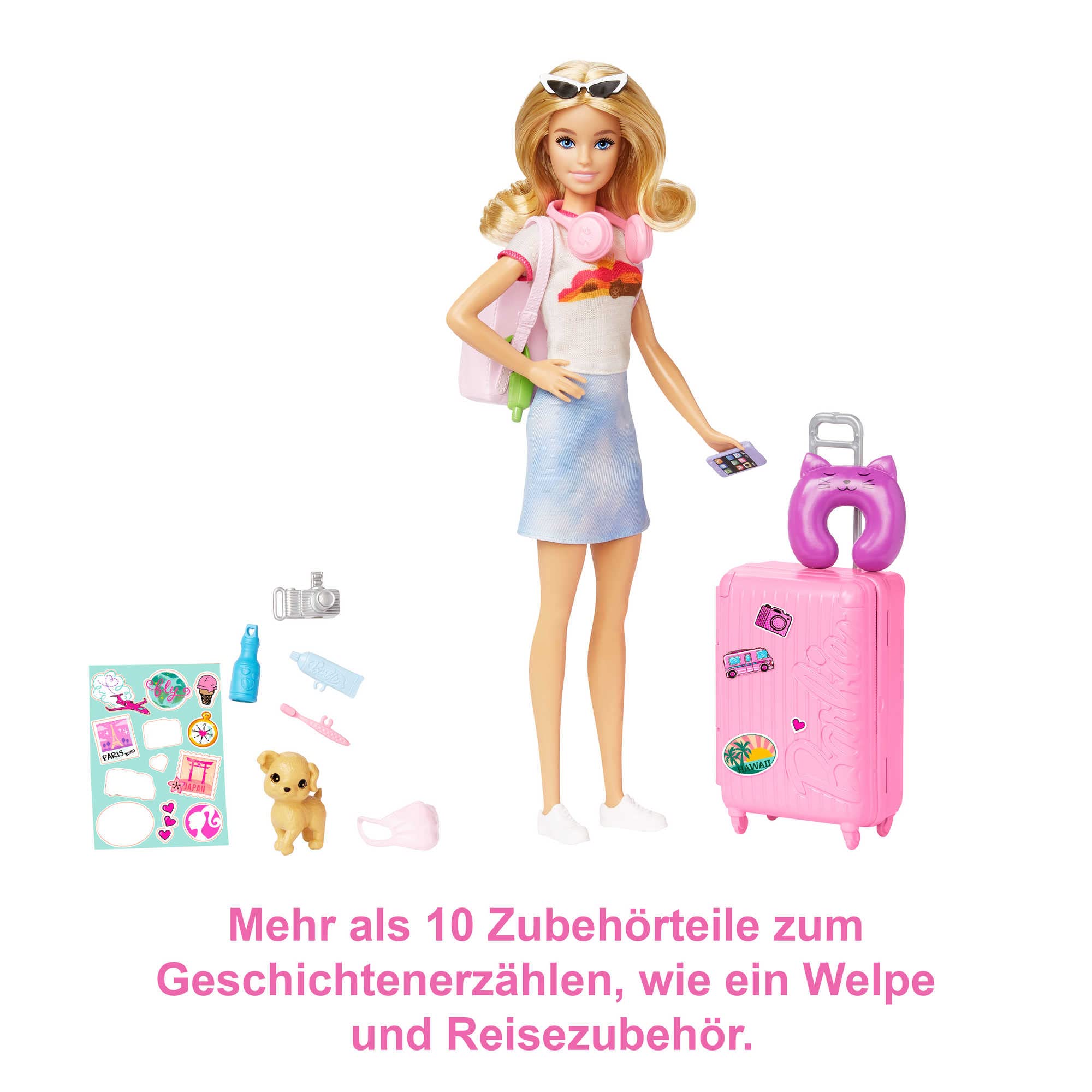 Barbie Malibu w podróży; Zestaw podróżny z lalką Barbie "Malibu" Rober - obrazek 5