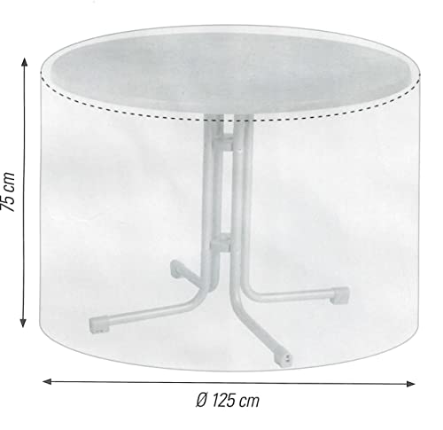 Brandsseller Schutzhülle für Gartentisch ∅ 125 cm H 75 cm Gartenmöbel Abdeckhaube aus PE Wetterfest Reißfest Transparent - obrazek 3