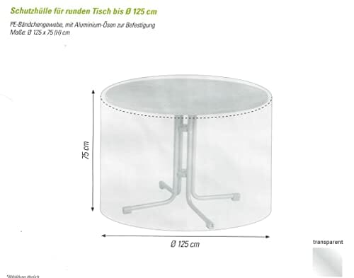 Brandsseller Schutzhülle für Gartentisch ∅ 125 cm H 75 cm Gartenmöbel Abdeckhaube aus PE Wetterfest Reißfest Transparent - obrazek 2