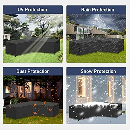 Abdeckung Gartenmöbel L-Form, (Linke Kurz-Rechte Lang) Ecksofa Abdeckplane, Lounge Abdeckung, Abdeckplane Gartenmöbel, Wasserdicht, Winddicht, UV-Beständiges, Loungemöbel Abdeckhaube (216x216x85/80cm) - obrazek 3