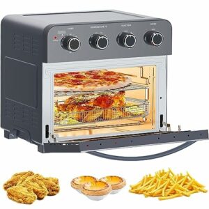 Heißluftfritteuse mit Drehspieß, 23 l Arbeitsplatten-Konvektionsofen mit großem Fassungsvermögen, Multifunktionsofen, ölfreies Kochen, 3 Schichten, einstellbarer Luftfritteuse-Mini-Ofen, 1700 W