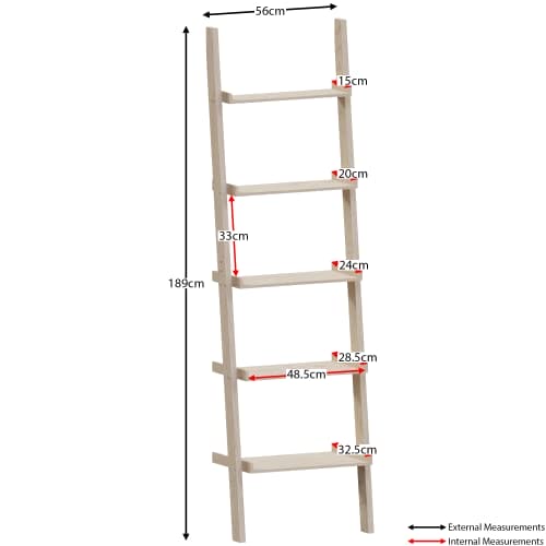 Vida Designs York 5-poziomowy regał drabinka pochylona półka - obrazek 2
