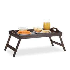 Relaxdays Bamboo Bed Tray Folding Handles Raised Edge for