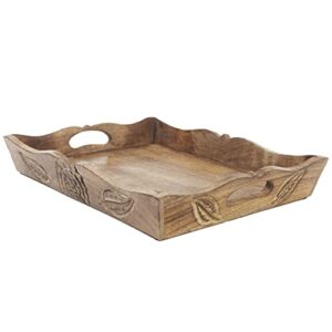 Paper High Natural Mango Wood Tea Tray 380 x 240 x 60 mm