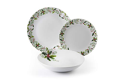 Excelsa Christmas Holly serwis talerzowy, 18-częściowy, porcelana