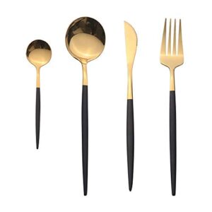 8 sztuk sztućców ze stali nierdzewnej, złote sztućce ze stali nierdzew