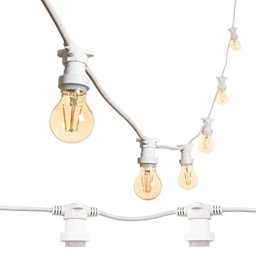 MU LED Chain Light Chain 10 LAMPHOLDER E27 5/10 MT Cable Black/White IP54 Outdoor Garden Wedding (White, 10)