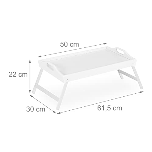 Relaxdays Bamboo Bed Tray Folding Handles Raised Edge For - obrazek 4
