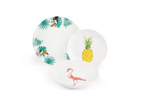 Excelsa Tropical zastawa stołowa 18-częściowa, porcelana, biała z deko