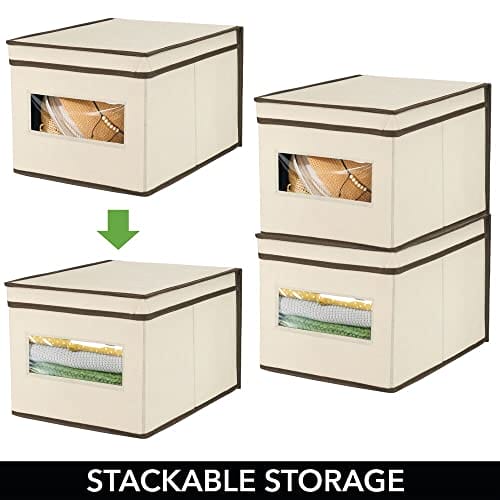 mDesign Large Fabric Stackable Closet Organizer Box Clear - obrazek 7