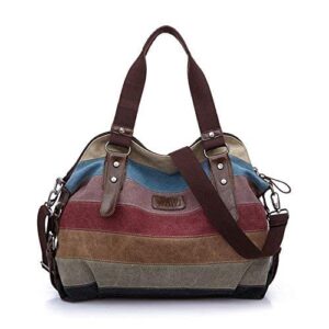 Multicolor-Striped damska torebka / torba na ramię Canvas Shopper torb