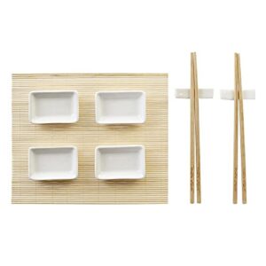 DKD Home Decor Zestaw Sushi Standardowy - Naturalny Biały Bambus, 28x22x2,5 cm