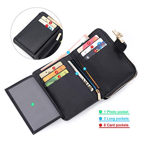 CALIYO Portfel damski z gładkiej i miękkiej skóry syntetycznej, portfe - obrazek 5