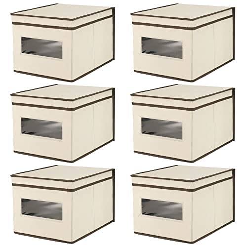 mDesign Large Fabric Stackable Closet Organizer Box Clear - obrazek 2