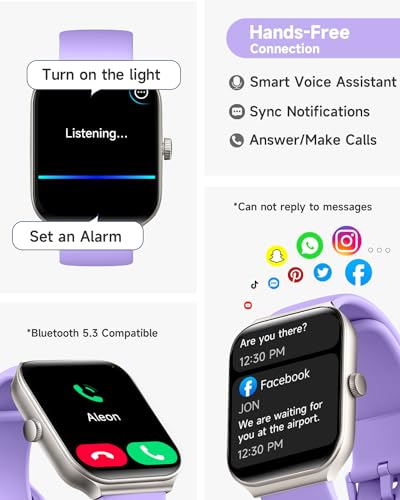 TOOBUR Smart Watch dla kobiet z wbudowanym Alexą 1.95" Monitor aktywności z funkcją odbierania/robienia połączeń, wodoszczelność IP68, pomiar poziomu tlenu we krwi, tętna, snu, 100 trybów sportowych. Kompatybilny z Androidem i iOS - obrazek 13