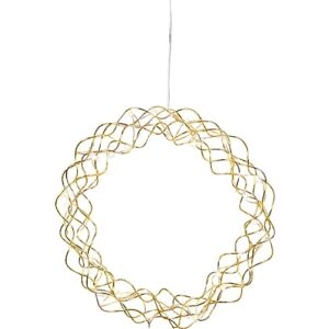 EGLO Wieniec świetlny LED, Boże Narodzenie, z drutu i tworzywa sztucznego w kolorze mosiądzu, wieniec bożonarodzeniowy z kablem, podświetlana dekoracja okienna Boże Narodzenie, ciepła biel, Ø 30 cm