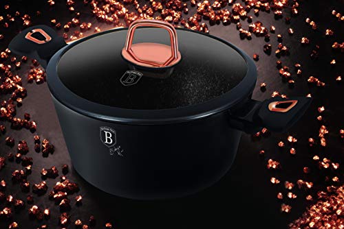 Zestaw garnków czarny różowy powłoka marmurowa aluminium - obrazek 4