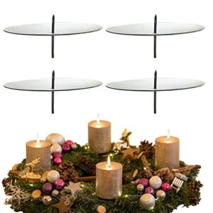 4 sztuki świeczników do wieńca adwentowego Ø 8 cm srebrny / świecznik na wieniec adwentowy z metalu