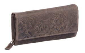 LEAS Portfel damski, prawdziwa skóra, ciemny brąz, kolekcja vintage, c