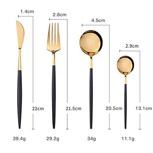 8 sztuk sztućców ze stali nierdzewnej, złote sztućce ze stali nierdzew - obrazek 7