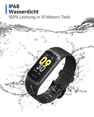 TOOBUR Fitness i wellness Tracker z pomiarem tętna/tlenu we krwi, zarządzaniem stresem, śledzeniem snu i tętnem 24/7 - czarny: Monitoruj swoje zdrowie i aktywność fizyczną! - obrazek 3