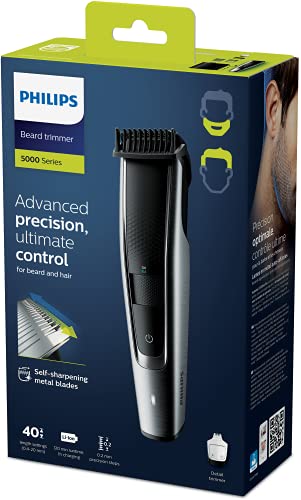 Philips BT5522/15 Beardtrimmer series 5000 Precyzyjne - PHILIPS, Prowadzi płasko przylegające włosy, Samoostrzące się ostrza, Precyzyjny trymer, 40 ustawień długości, Regulowana precyzja - obrazek 9