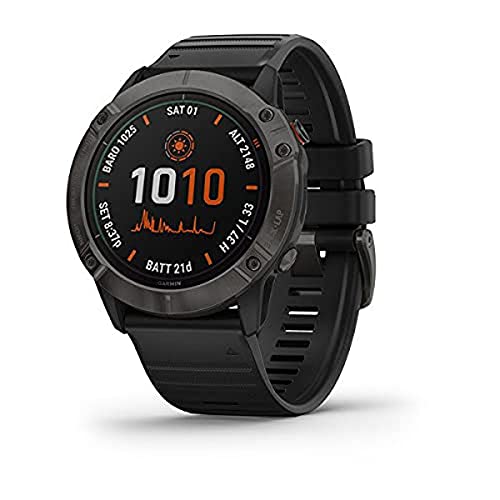 Garmin Fenix 6X Pro Solar Edition - Zegarek Smart Watch z Czarnym Gumowym Paskiem 010-02157-21 - Monitor Aktywności