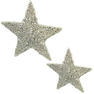 MACOSA WV25142 zestaw 2 gwiazd sizalowych na Boże Narodzenie, biała, kremowa, brokatowa gwiazda dekoracyjna, dekoracja na Boże Narodzenie, dekoracja okienna, dekoracja drzwi, dekoracja do wieńca adwentowego