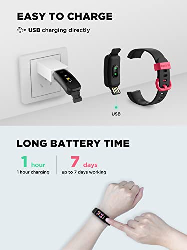 BIGGERFIVE Vigor Kids Fitness Tracker - Monitor aktywności dla dzieci w wieku 5-15 lat z pomiarem tętna, monitorowaniem snu i wodoszczelnością IP68 - obrazek 10