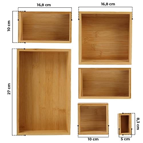 Bambusowy organizer do szuflad | 6 pudełek do szuflad do różnorodnych - obrazek 6