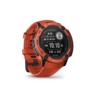 Garmin Instinct 2X Solar Flame Red - Wielofunkcyjny zegarek sportowy z latarką LED, wielopasmowym GNSS i długim czasem pracy baterii