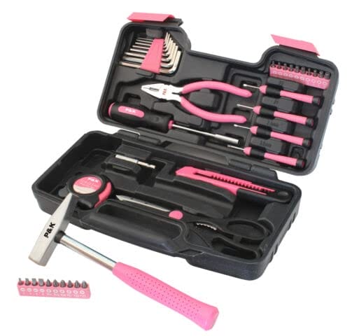 39-częściowy zestaw narzędzi walizka na narzędzia w kolorze różowym - obrazek 3