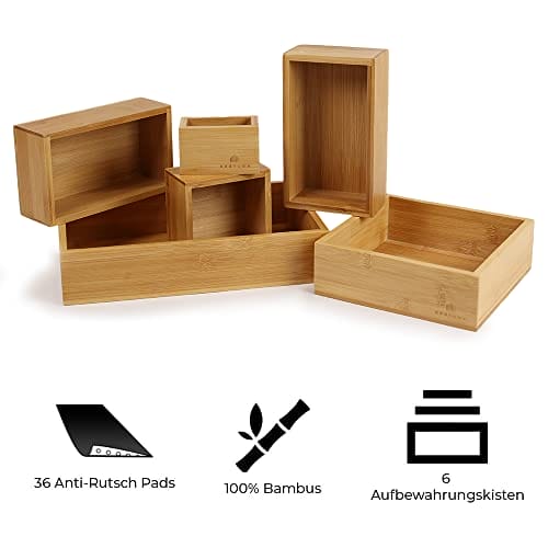 Bambusowy organizer do szuflad | 6 pudełek do szuflad do różnorodnych - obrazek 3