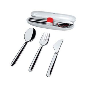 Alessi, Food à porter SA04S3 G, sztućce podróżne: łyżka, widelec, nóż