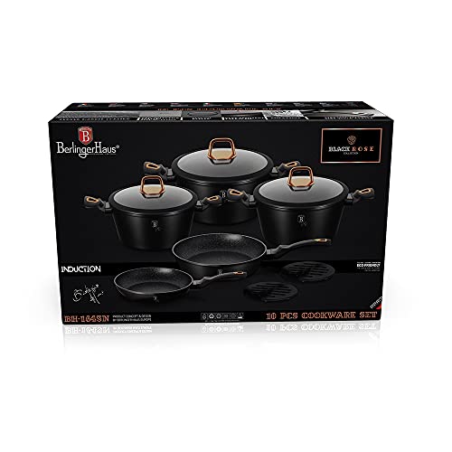 Zestaw garnków czarny różowy powłoka marmurowa aluminium - obrazek 7