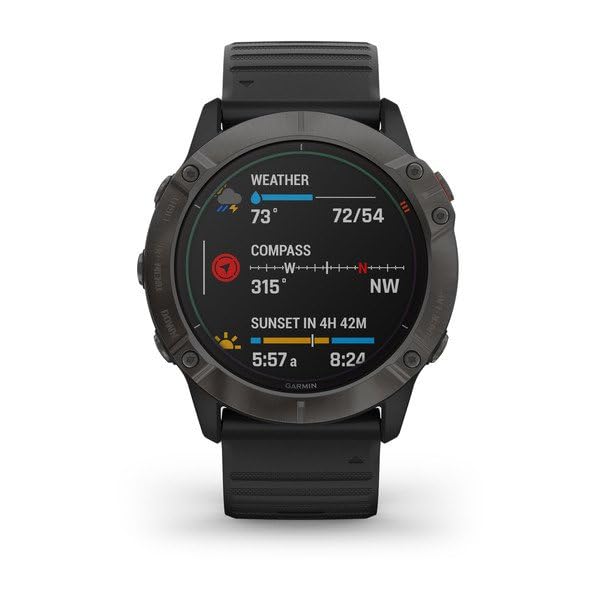Garmin Fenix 6X Pro Solar Edition - Zegarek Smart Watch z Czarnym Gumowym Paskiem 010-02157-21 - Monitor Aktywności - obrazek 5