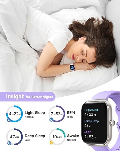 TOOBUR Smart Watch dla kobiet z wbudowanym Alexą 1.95" Monitor aktywności z funkcją odbierania/robienia połączeń, wodoszczelność IP68, pomiar poziomu tlenu we krwi, tętna, snu, 100 trybów sportowych. Kompatybilny z Androidem i iOS - obrazek 9