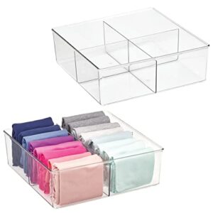 mDesign Plastic 4 Compartment Divided Drawer and Closet