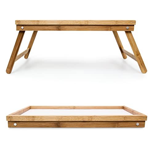 Relaxdays Bamboo Wooden Breakfast in Bed Tray Serving Tray - obrazek 2