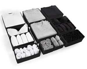 12 szt. czarne duże organizery z szufladami dzielniki