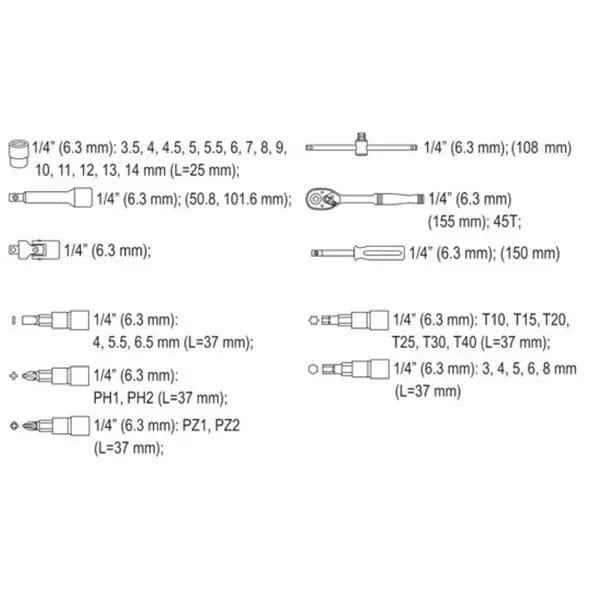 Yato 58640 – zestaw narzędzi 1/4 38 szt - obrazek 2